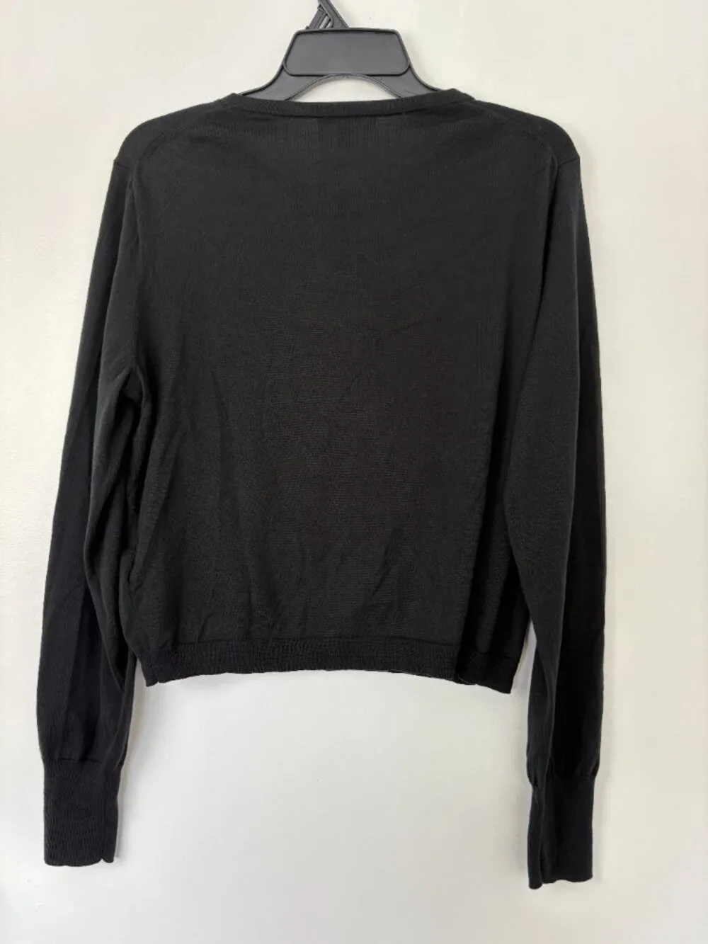 J. Crew Black Cropped Button Front Cardigan Sweater Pockets Large